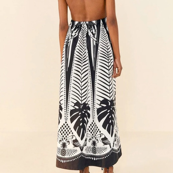 NWT Farm Rio: Anthropologie Farm Rio Macaw Elegance Black Cotton Maxi Dress - Picture 8 of 8